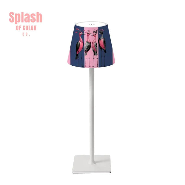 Mahjong LED Cordless Table Lamp, Mahj Bird Queens Whimsical Blue And Pink - Splash of Color co.