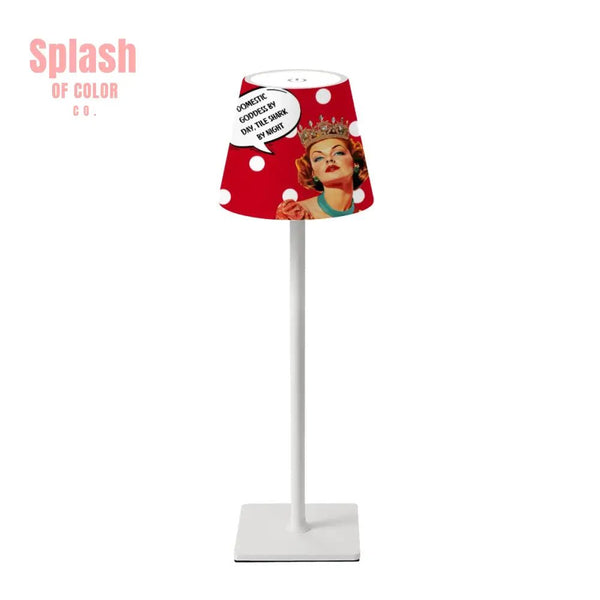 Funny Mahjong Cheeky Red Polka Dot Mahj LED Cordless Table Lamp - Splash of Color co.