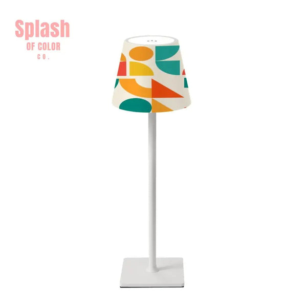 Mahjong Game Lamp LED Cordless Table Lamp In Geometric Orange Yellow Teal - Splash of Color co.