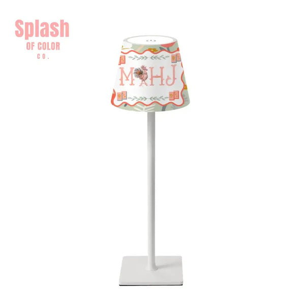 Floral Mahj Rooster Mahjong Game LED Cordless Table Lamp - Splash of Color co.