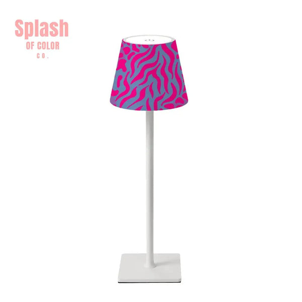 Mahjong Rechargeable Pink Blue Tortoise Pattern LED Cordless Table Lamp - Splash of Color co.