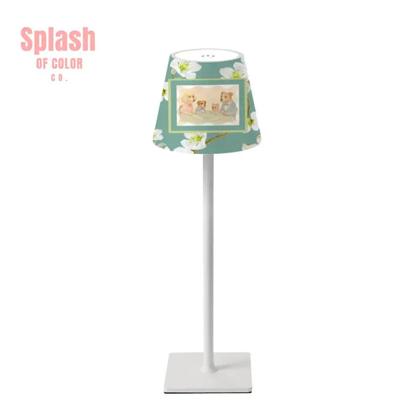 Quirky Dogs Playing Mahjong Floral LED Cordless Table Lamp - Splash of Color co.