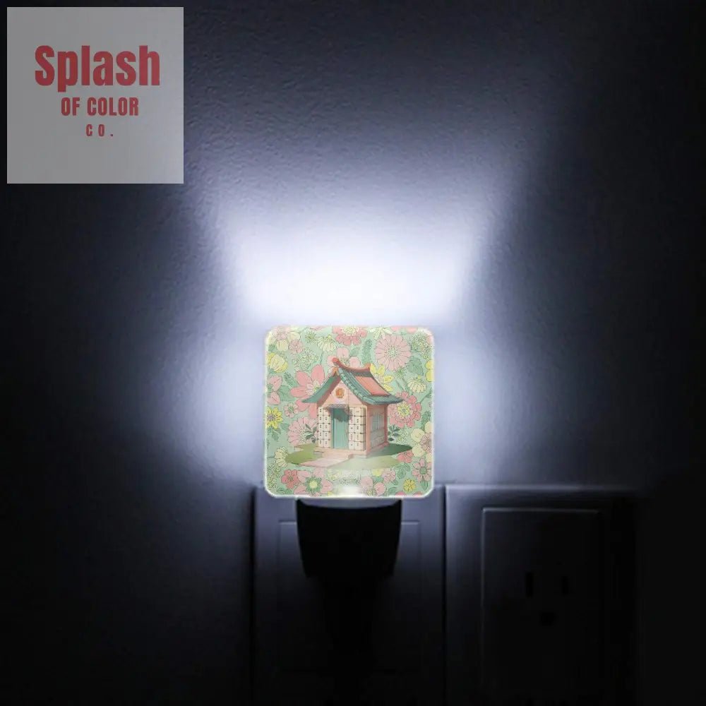 Preppy Cottage Mahjong Tile House, Pink Green LED Night Light Set of 2 - Splash of Color co.