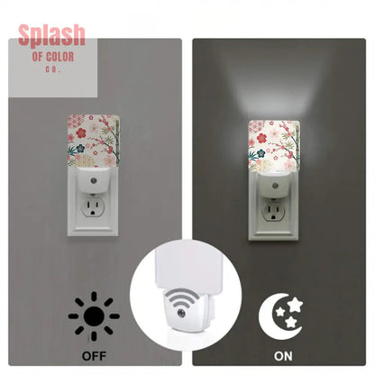 Cherry Blossom Asian Chinoiserie LED Night Light Set of 2 - Splash of Color co.