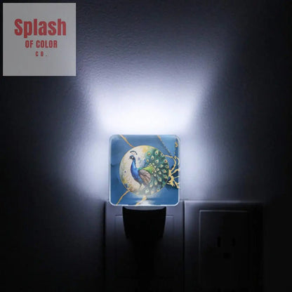 Floral Peacock Asian Chinoiserie LED Night Light Set of 2 - Splash of Color co.