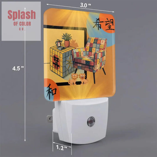 Mahjong Designed Asian Inspired LED Night Light Set of 2 - Splash of Color co.