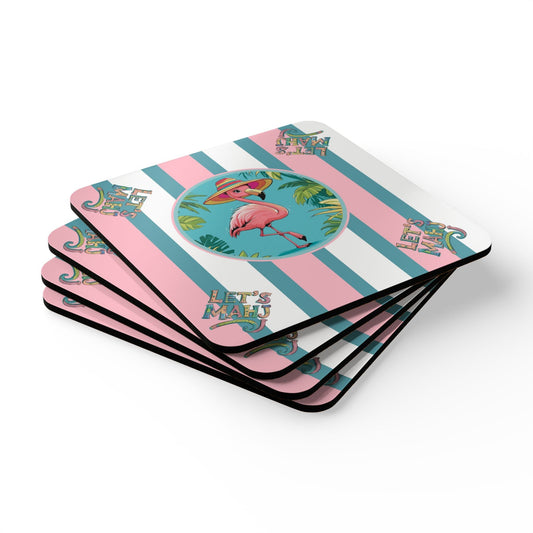 Let’s Mahj Coasters Mahjong Lover Gift Palm BeachTropical Flamingo Coaster Set | Fun Summer Home Decor Gift for Mahj