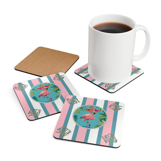 Let’s Mahj Coasters Mahjong Lover Gift Palm BeachTropical Flamingo Coaster Set | Fun Summer Home Decor Gift for Mahj