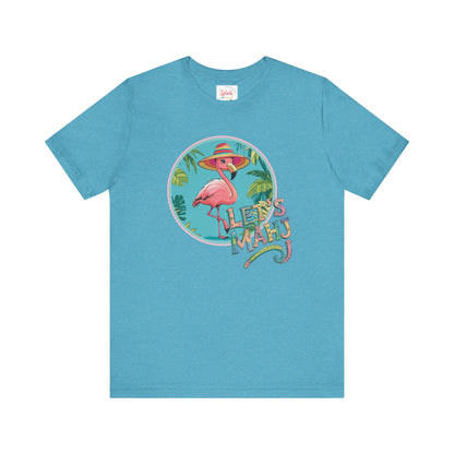 Let’s Mahj Tee Mahjong Game Night Tee Mahj Group Tee Mahj Mom Mahjong Gifts Tropical Flamingo Tee - Heather Aqua / S