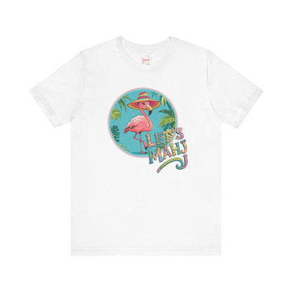 Let’s Mahj Tee Mahjong Game Night Tee Mahj Group Tee Mahj Mom Mahjong Gifts Tropical Flamingo Tee - White / S - T-Shirt