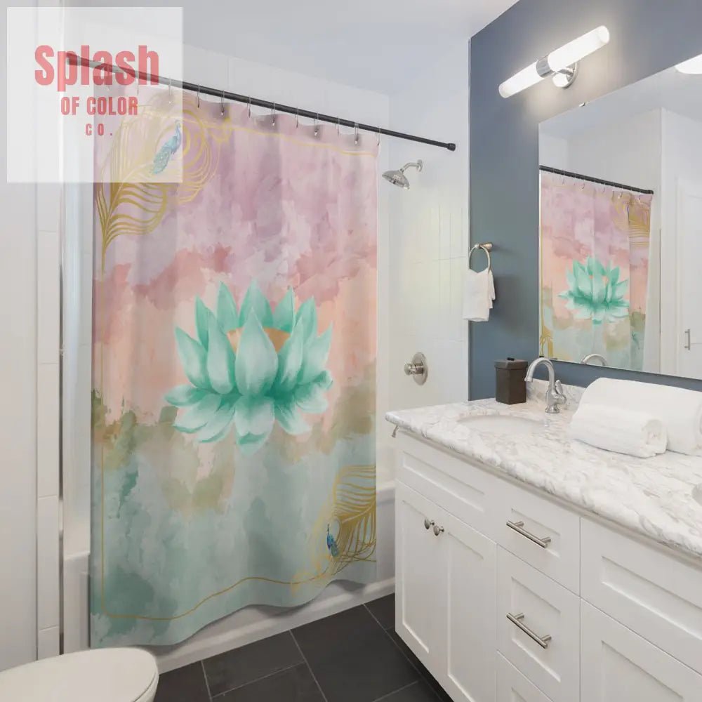 Lotus Bloom Shower Curtain Serene Bathroom Decor Eco Friendly Home Zen Oasis Floral Design Gift for Nature Lovers 71’’