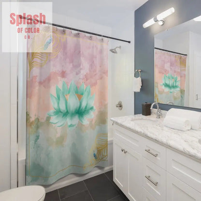 Lotus Bloom Shower Curtain Serene Bathroom Decor Eco Friendly Home Zen Oasis Floral Design Gift for Nature Lovers 71’’