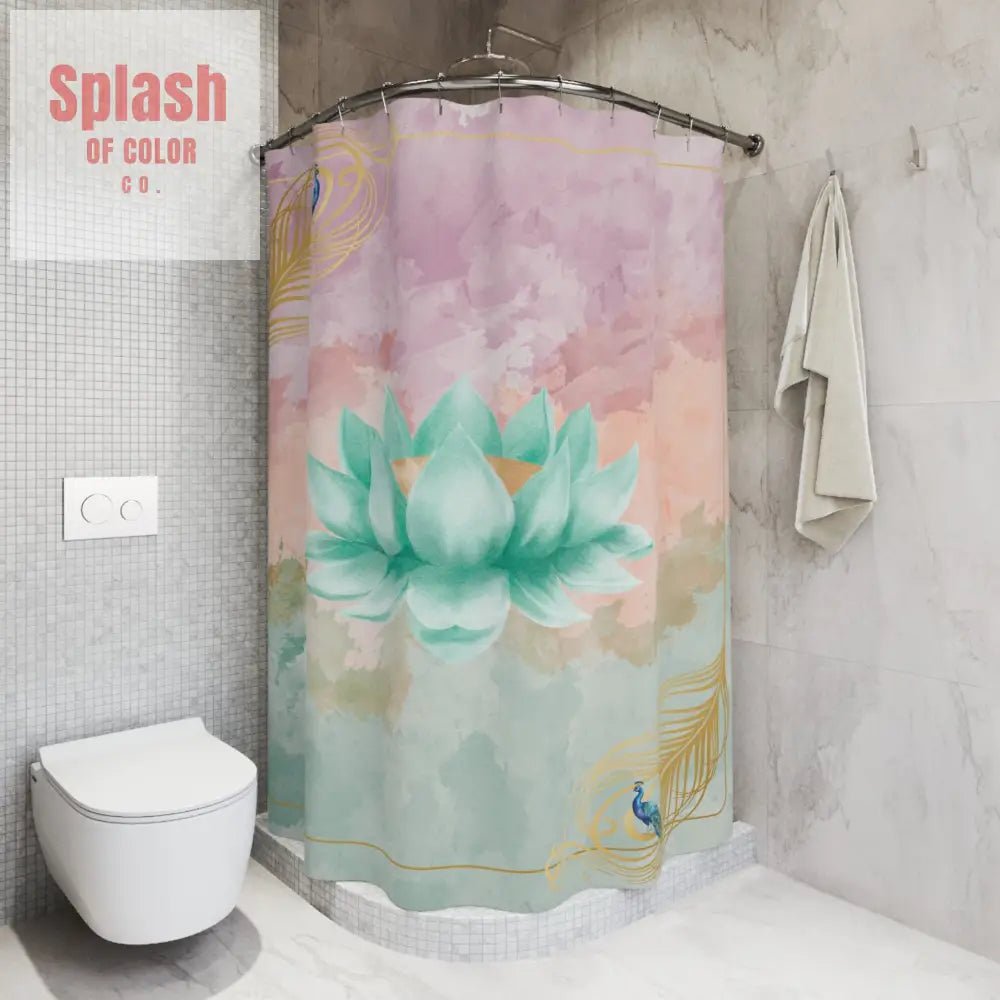 Lotus Bloom Shower Curtain Serene Bathroom Decor Eco Friendly Home Zen Oasis Floral Design Gift for Nature Lovers 71’’