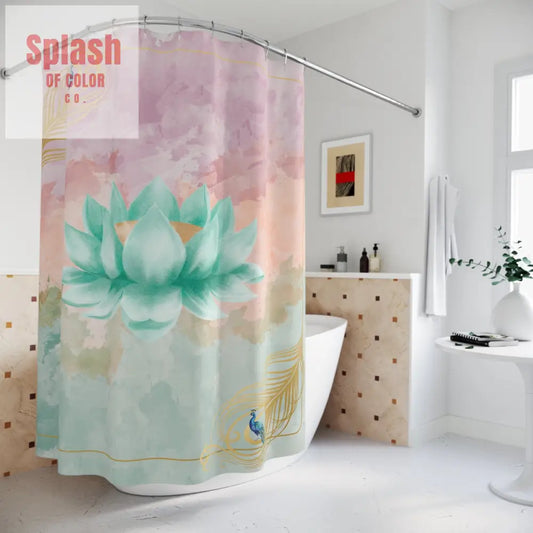 Lotus Bloom Shower Curtain Serene Bathroom Decor Eco Friendly Home Zen Oasis Floral Design Gift for Nature Lovers 71’’