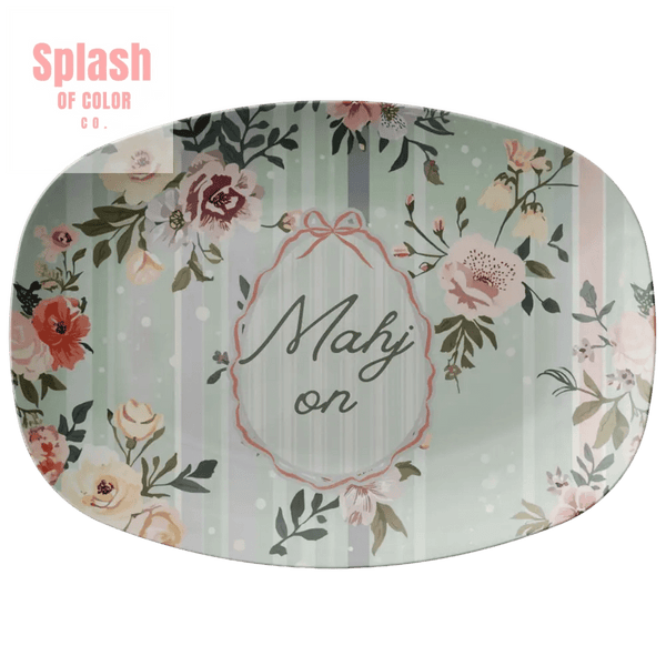 Mahj On Hostess Party Platter, Floral Green Preppy Hues Of Color - Splash of Color co.