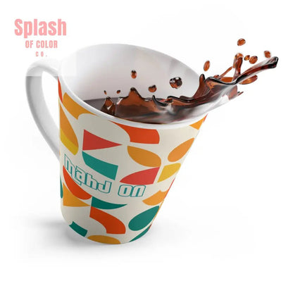 Mahj On Mahjong Lover Colorful Geometric Latte Mug Orange Teal Yellow Mahj Gift 12oz Mug