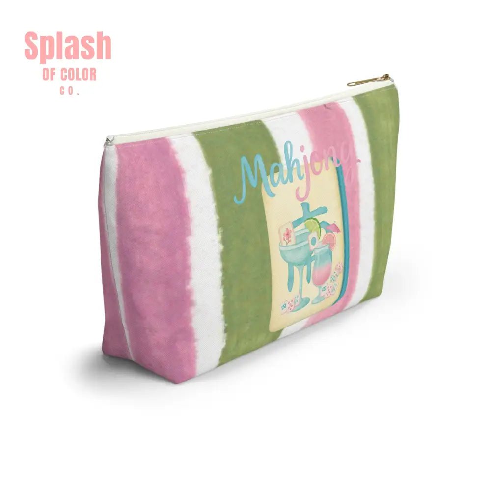 Mahjong Accessory Tile Pouch Fun Mahjong Themed Makeup Bag Perfect Gift for Game Night Travel Organizer Cute Green