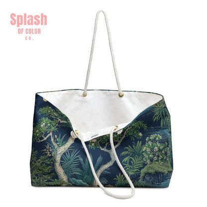 Mahjong Asian Chinoiserie Blue Green Elegant Tile Travel Tote - Splash of Color co.