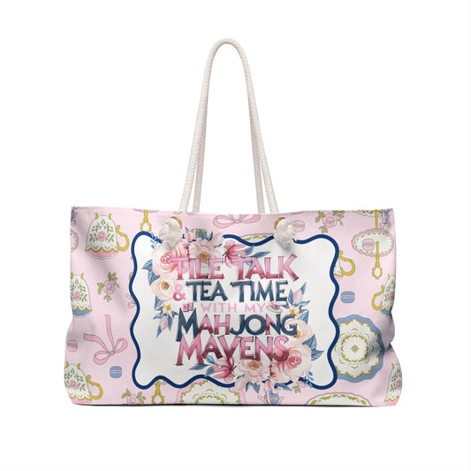 Mahjong Bag Mahj Love Tile Bag Pretty Tea Tile Tile Talk And Tea Time With My Mahjong Mavens - 24’’ × 13’’ - Bags