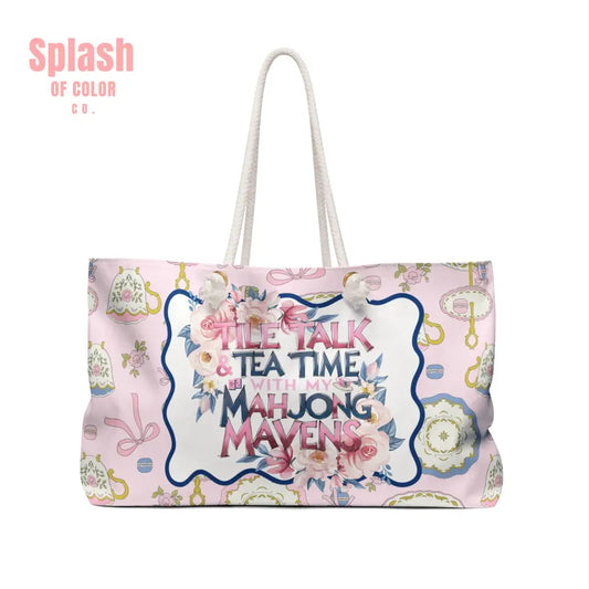 Mahjong Bag Mahj Love Tile Bag Pretty Tea Tile Tile Talk And Tea Time With My Mahjong Mavens - 24’’ × 13’’ - Bags