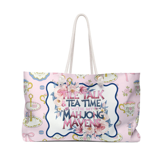Mahjong Bag Mahj Love Tile Bag Pretty Tea Tile Tile Talk And Tea Time With My Mahjong Mavens - 24’’ × 13’’ - Bags