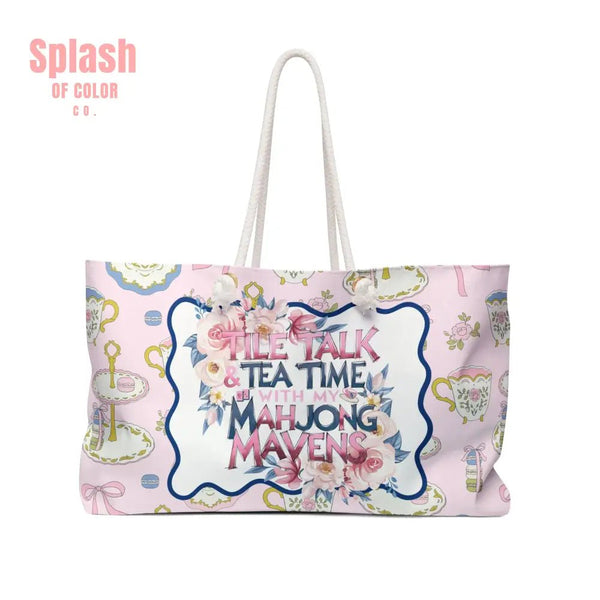 Mahjong Bag Mahj Love Tile Bag Pretty Tea Tile Tile Talk And Tea Time With My Mahjong Mavens - 24’’ × 13’’ - Bags