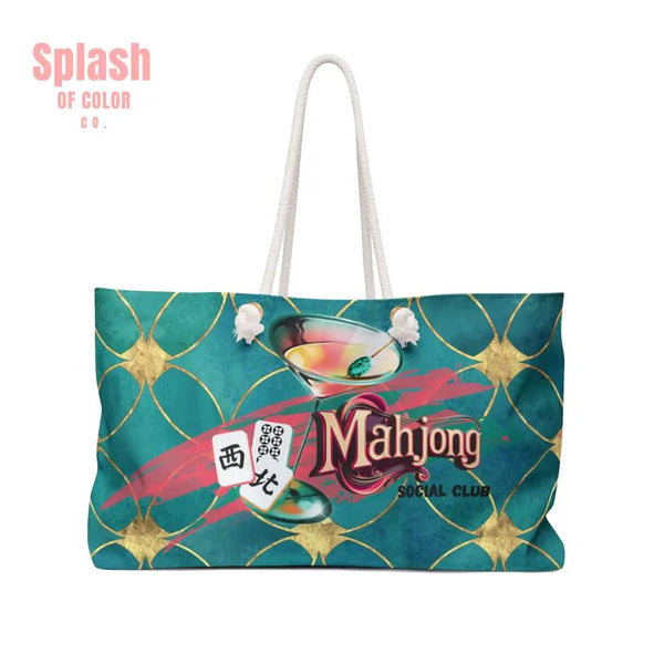 Mahjong Bag Social Club Mahj Player Travel Tote Beach Bag Vacation Essentials Stylish Gym Bag Gift for Players - 24’’ ×