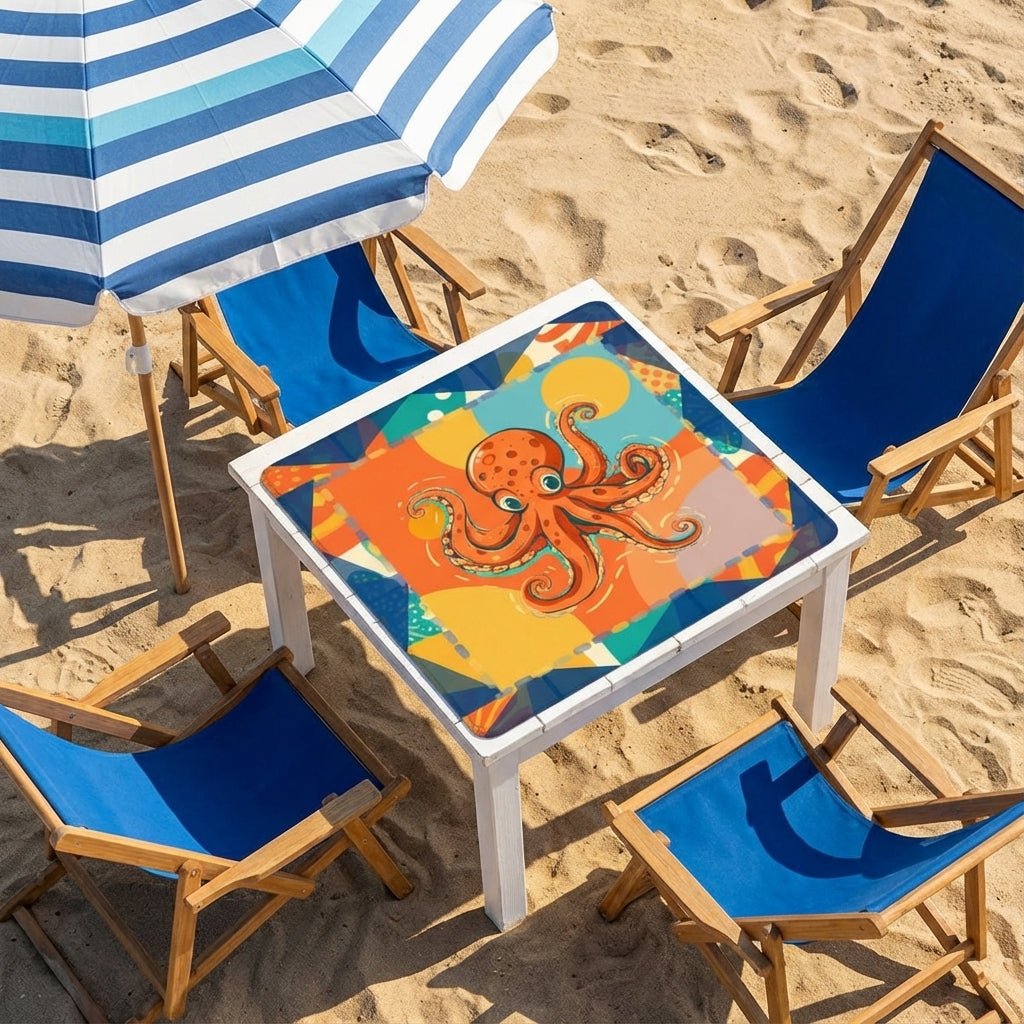 Octovibe Blue Lagoon Summer Beach Wave Octopus Mahjong Mat - Splash of Color Co.