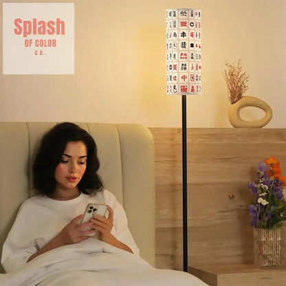 Mahjong Book Nook Whimsical Mahj Tile Designed Modern Floor Lamp - Splash of Color co.