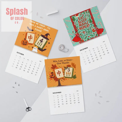 Mahjong Charming Wall Calendar (2026) for Mahjong Lovers | Seasonal Illustrations Filled With Whimsy, Fun And Daily Reminder - Splash of Color co.