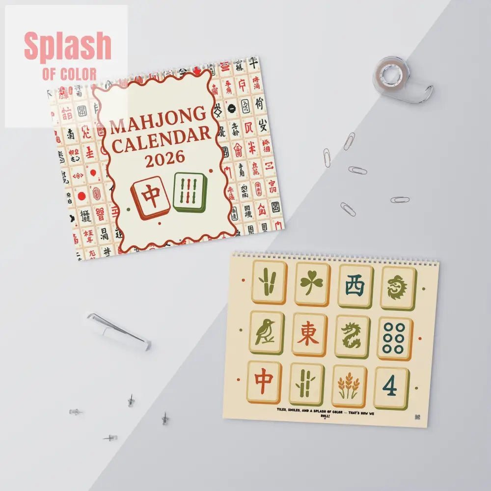 Mahjong Charming Wall Calendar (2026) for Mahjong Lovers | Seasonal Illustrations Filled With Whimsy, Fun And Daily Reminder - Splash of Color co.