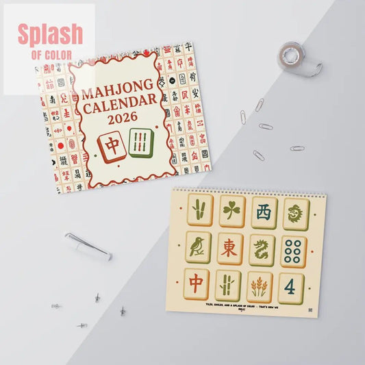 Mahjong Charming Wall Calendar (2026) for Mahjong Lovers | Seasonal Illustrations Filled With Whimsy, Fun And Daily Reminder - Splash of Color co.
