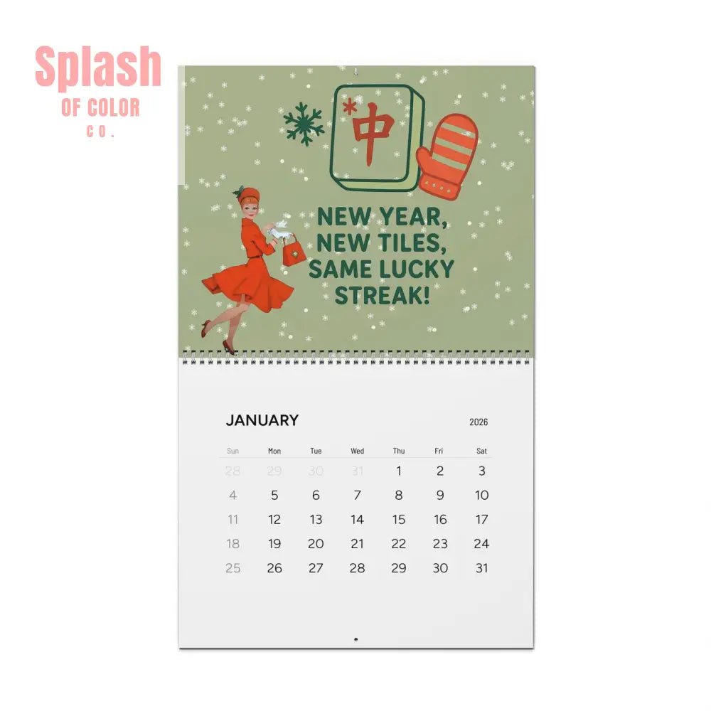 Mahjong Charming Wall Calendar (2026) for Mahjong Lovers | Seasonal Illustrations Filled With Whimsy, Fun And Daily Reminder - Splash of Color co.