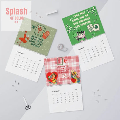 Mahjong Charming Wall Calendar (2026) for Mahjong Lovers | Seasonal Illustrations Filled With Whimsy, Fun And Daily Reminder - Splash of Color co.
