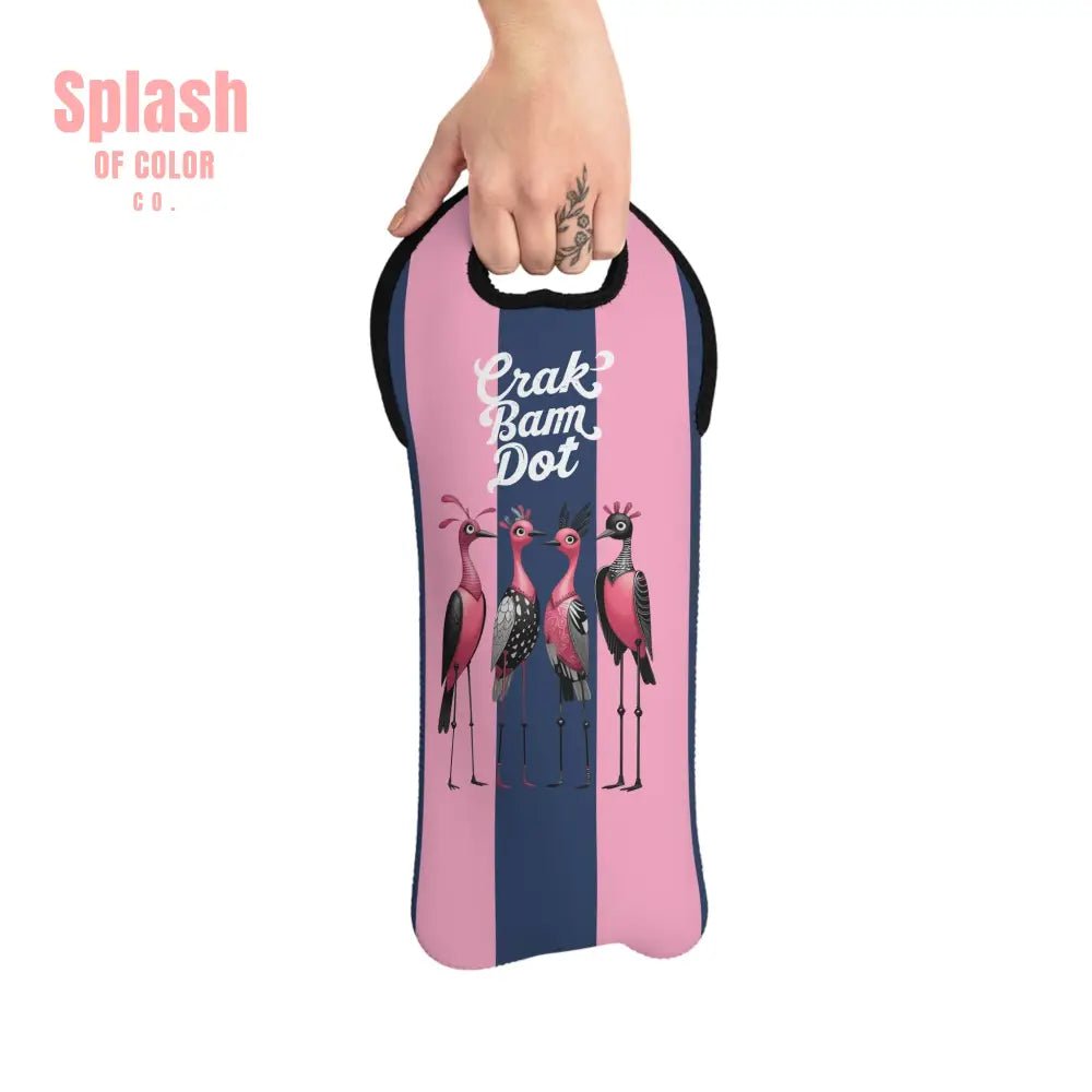 Mahjong Cheeky Funny Wine Tote Bag for Parties, Crak, Bam Dot Stylish Wine Carrier, Gift for Wine Lovers, Fun Flamingo Design - Splash of Color co.