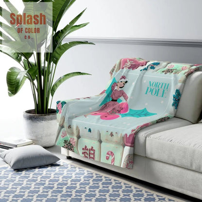 Mahjong Christmas Blanket, Nostalgic Vintage Christmas Stamp Sherpa Blanket - Splash of Color co.