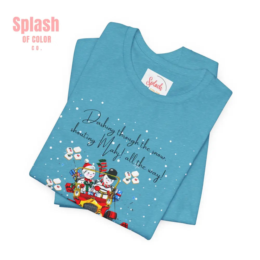 Mahjong Christmas Dashing Through The Snow Mahj All The Way Christmas Holiday Unisex Tee - T-Shirt
