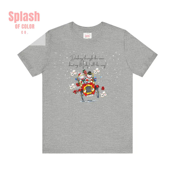 Mahjong Christmas Dashing Through The Snow Mahj All The Way Christmas Holiday Unisex Tee - Athletic Heather / S