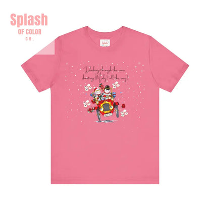 Mahjong Christmas Dashing Through The Snow Mahj All The Way Christmas Holiday Unisex Tee - Charity Pink / S - T-Shirt
