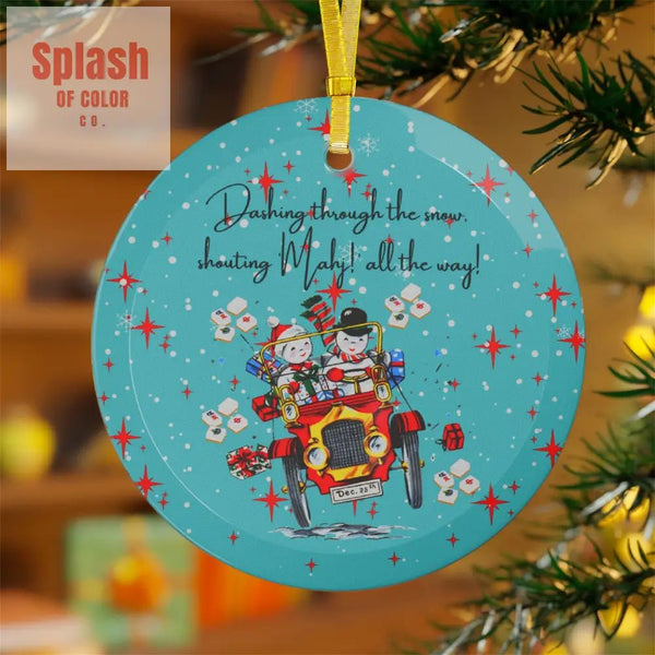 Mahjong Christmas Festive Glass Ornament Holiday Tree Decorations Vintage Christmas Décor Seasonal Gift Winter