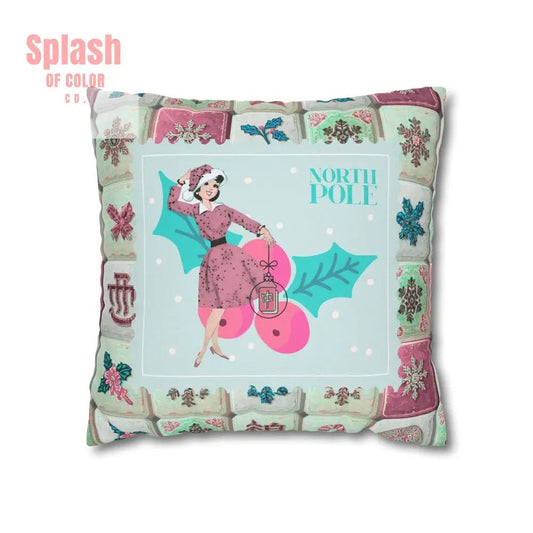 Mahjong Christmas Festive Holiday Pillowcase, North Pole Decor, Vintage Christmas Gift Pillow Cover - Splash of Color co.