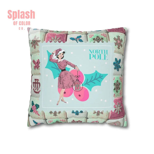 Mahjong Christmas Festive Holiday Pillowcase, North Pole Decor, Vintage Christmas Gift Pillow Cover - Splash of Color co.