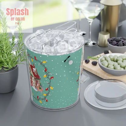 Mahjong Christmas Festive Mahj Tile House Ice Bucket with Tongs for Holiday Gatherings Christmas Party Decor One Size