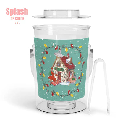 Mahjong Christmas Festive Mahj Tile House Ice Bucket with Tongs for Holiday Gatherings Christmas Party Decor One Size