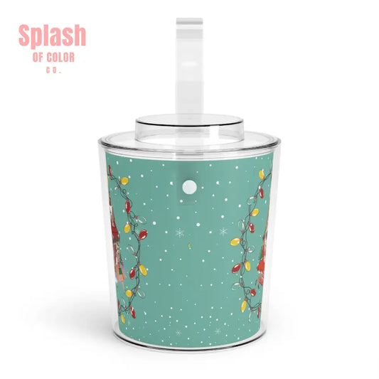 Mahjong Christmas Festive Mahj Tile House Ice Bucket with Tongs for Holiday Gatherings Christmas Party Decor One Size