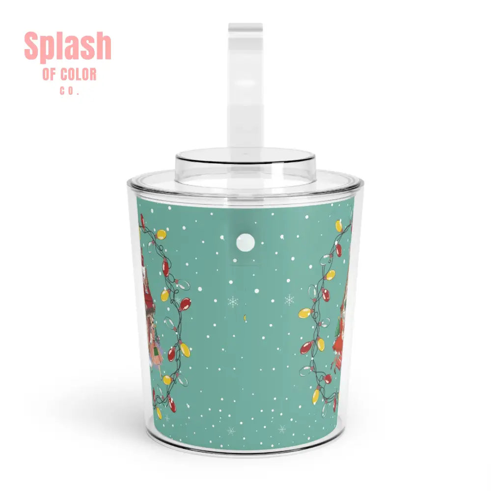 Mahjong Christmas Festive Mahj Tile House Ice Bucket with Tongs for Holiday Gatherings Christmas Party Decor One Size