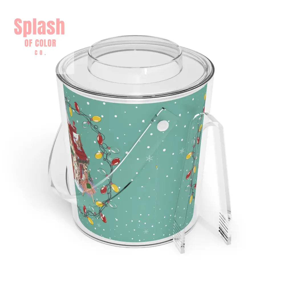 Mahjong Christmas Festive Mahj Tile House Ice Bucket with Tongs for Holiday Gatherings Christmas Party Decor One Size