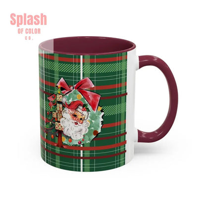Mahjong Christmas Festive Mug Vintage Santa And Whimsical Mahj Tree - Splash of Color co.