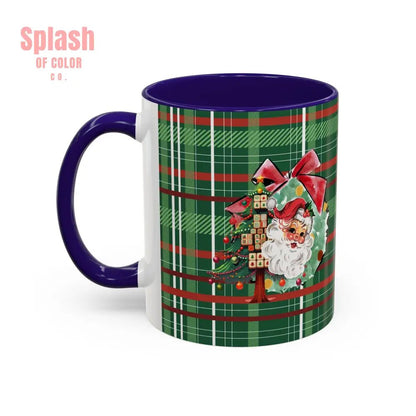 Mahjong Christmas Festive Mug Vintage Santa And Whimsical Mahj Tree - Splash of Color co.