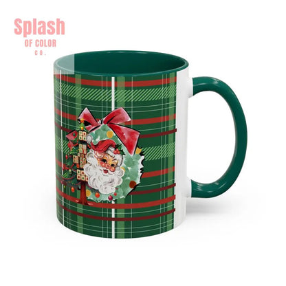 Mahjong Christmas Festive Mug Vintage Santa And Whimsical Mahj Tree - Splash of Color co.